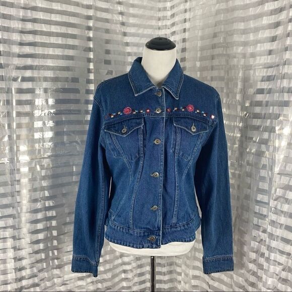Agapo Denim Embroidered Jean Jacket - Picture 2 of 8